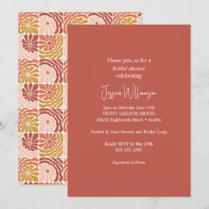 Groovy Retro Rosewood Clay Botanical Trendy Shower Kaart