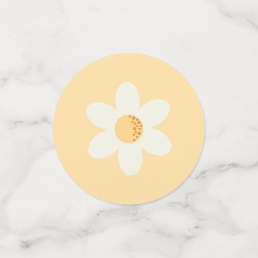 Groovy Retro Roze Daisy Tafel Confetti – Boho 1st (Kleine voorkant)