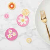 Groovy Retro Roze Daisy Tafel Confetti – Boho 1st (Groep)