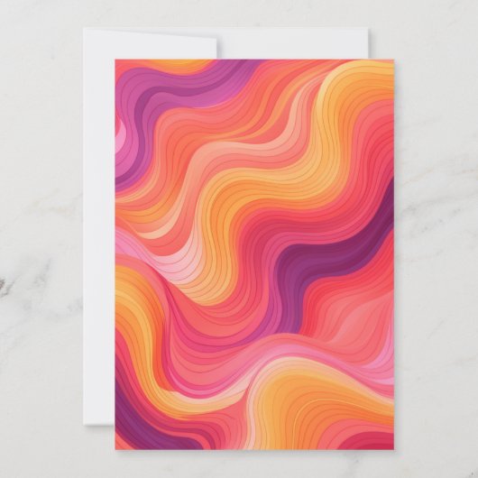 Groovy Retro Roze en Sinaasappel Boog Bruiloft Kaart (Achterkant)