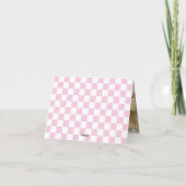 Groovy Retro Roze en Wit Check 1e verjaardag Bedankkaart (Achterkant)