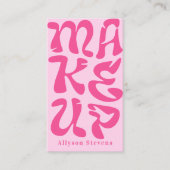 Groovy retro roze logo qr code Make-up Visitekaartje (Voorkant)