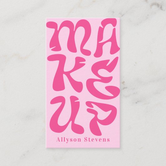 Groovy retro roze logo qr code Make-up Visitekaartje (Voorkant)
