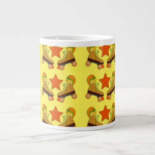 Groovy Retro Schaats Patroon Extra Grote Beker (Voorkant)