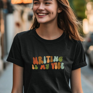 Groovy retro schrijven is mijn vibe, schrijver, au t-shirt