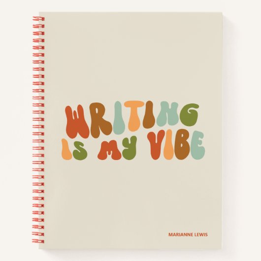 Groovy Retro Schrijven Is Mijn Vibe, Schrijver Notitieboek (Voorkant)