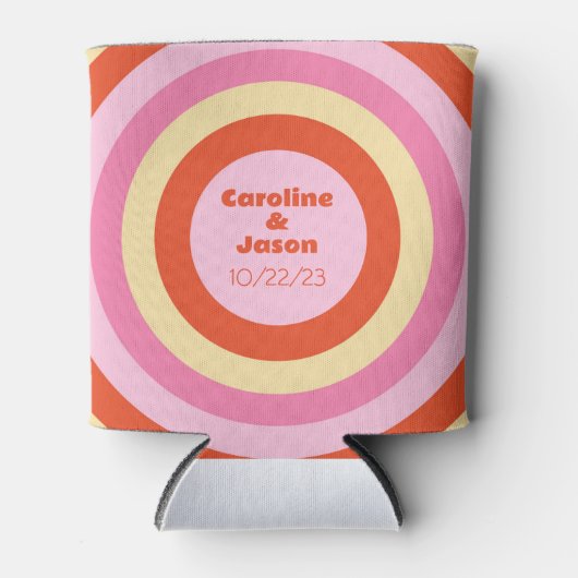 Groovy Retro  Seventies Circle Bruiloft Blikjeskoeler (Voorkant)