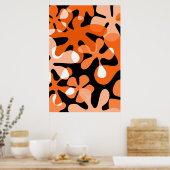 Groovy Retro Shapes Oranje Black White Poster (Keuken)