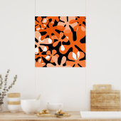 Groovy Retro Shapes Oranje Black White Poster (Keuken)