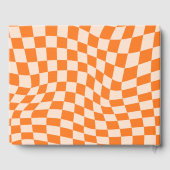 Groovy Retro Sinaasappel Abstracte Check Bruiloft  Gastenboek (Achterkant)