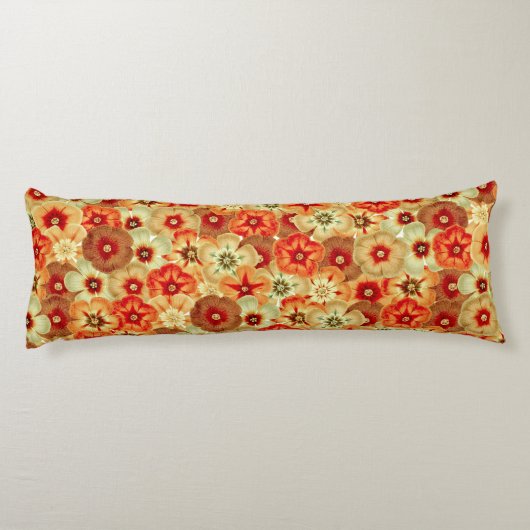Groovy Retro Sinaasappel Hippie Flowers Patroon Lichaamskussen (Achterkant)