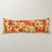 Groovy Retro Sinaasappel Hippie Flowers Patroon Lichaamskussen (Voorkant)