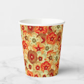 Groovy Retro Sinaasappel Hippie Flowers Patroon Papieren Bekers (Links)