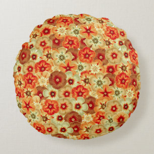Groovy Retro Sinaasappel Hippie Flowers Patroon Rond Kussen