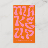 Groovy retro sinaasappel logo qr code Make-up Visitekaartje (Voorkant)