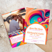 Groovy Retro Sinaasappel roze abstract bewaar de d Kaart