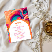 Groovy Retro Sinaasappel roze abstract funky detai Informatiekaartje