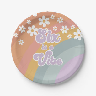 Groovy Retro six est une assiette en papier arc-en