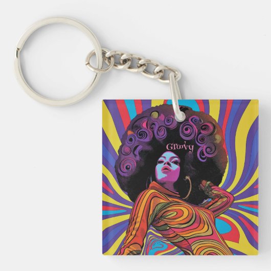 Groovy Retro Sleutelhanger (voorkant)