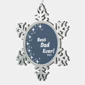 Groovy Retro speelt beste vader ooit Tin Sneeuwvlok Ornament (Rechts)