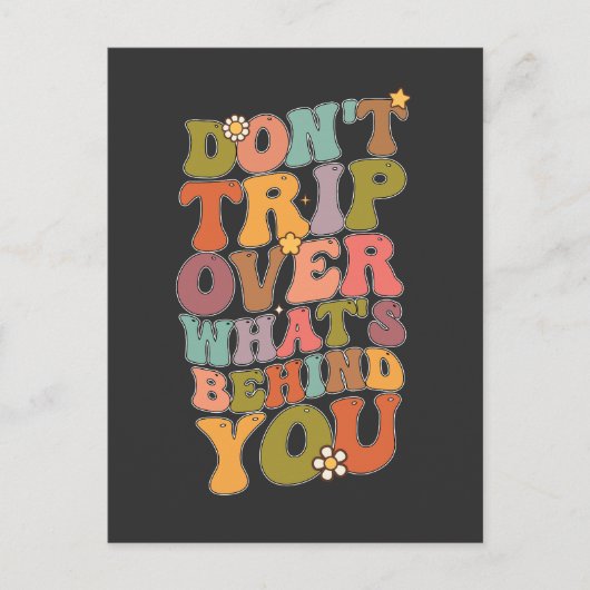Groovy Retro, struikel niet over wat achter je lig Uitnodiging Briefkaart (Voorkant)