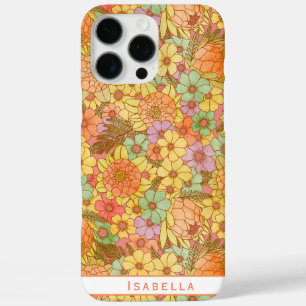 Groovy Retro Summertime Protea en Daisy Pattern iPhone 16 Pro Max Hoesje