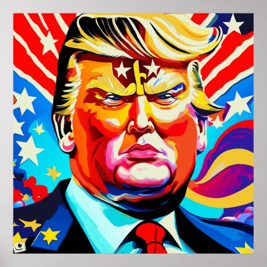 Groovy Retro Superheld Donald Trump Portret Poster (Voorkant)