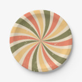Groovy retro swirl burst papieren bordje (Voorkant)