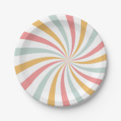 Groovy Retro Swirl Papieren Bordje (Voorkant)