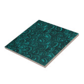 Groovy Retro Swirls Blauwgroen Turquoise Trivet Ti Tegeltje (Zijkant)