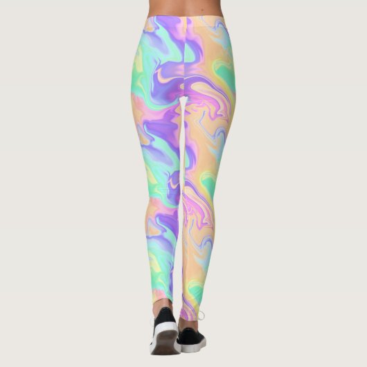 Groovy Retro Tie Dye Pastel Marble Swirl Leggings (Achterkant)