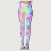 Groovy Retro Tie Dye Pastel Marble Swirl Leggings (Voorkant)