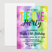 Groovy Retro Tie Dye Verjaardag Uitnodiging (Voorkant / Achterkant)