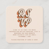 Groovy Retro Typografie 70s QR Code Wedding RSVP Informatiekaartje (Voorkant)