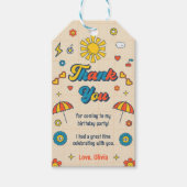 Groovy Retro Verjaardagsfeestje Bedankt Cadeau Lab Cadeaulabel (Voorkant)