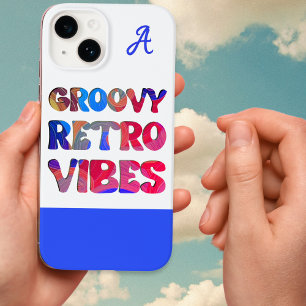Groovy Retro Vibes Kleurrijke Cool Monogrammed Case-Mate iPhone 14 Hoesje