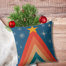 Groovy Retro Vintage Blauwe Kerstboom Ster