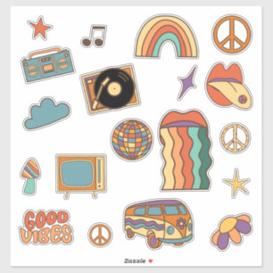 Groovy Retro Vinyl 70s 80s Sticker