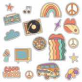 Groovy Retro Vinyl 70s 80s Sticker (Voorkant)