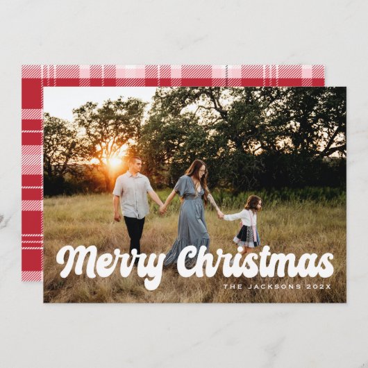 Groovy Retro Vrolijk kerstontwerp Feestdagenkaart (Voorkant / Achterkant)