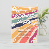 Groovy retro waterverf baby shower kaart (Staand voorkant)