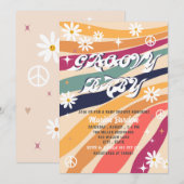 Groovy retro waterverf baby shower kaart (Voorkant / Achterkant)