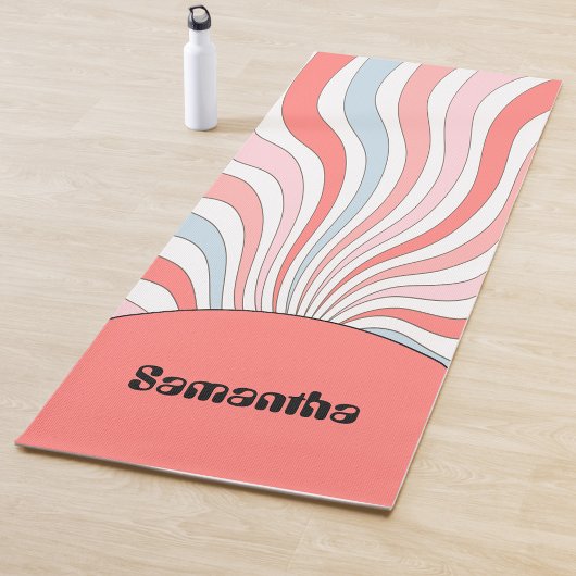 Groovy Retro Waves in Pastel Colors Yogamat