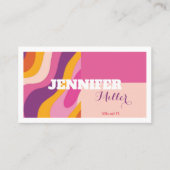 Groovy Retro Wavy Lines Social Media QR-code Visitekaartje (Voorkant)