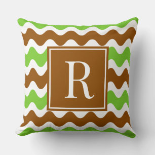 Groovy Ric Rac Streep - Horizontaal Bruin & Lime Kussen