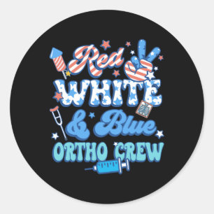 Groovy Rode Wit Blauwe Ortho Crew Ortho Verpleegst Ronde Sticker