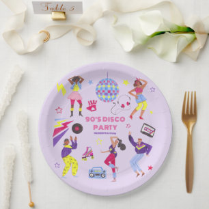 Groovy Roller Disco Paarse Feest Millennial Retro Papieren Bordje