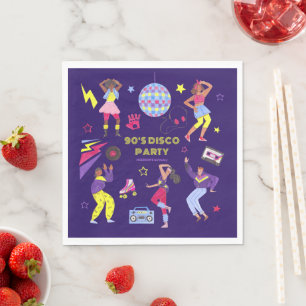 Groovy Roller Disco Paarse Feestje Millennial Retr Servet