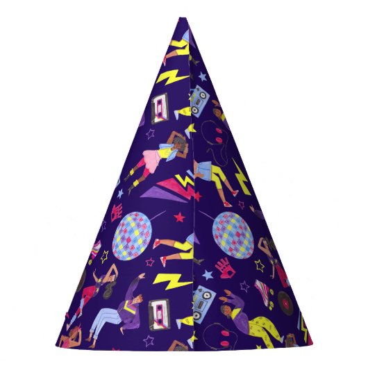 Groovy Roller Disco Paarse Party Millennial Retro Feesthoedjes (Achterkant)