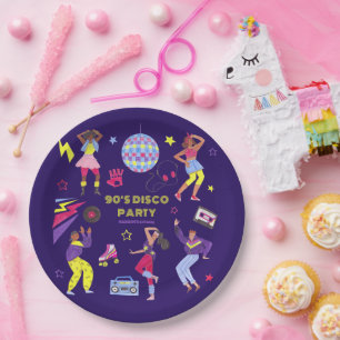 Groovy Roller Disco Paarse Party Millennial Retro Papieren Bordje